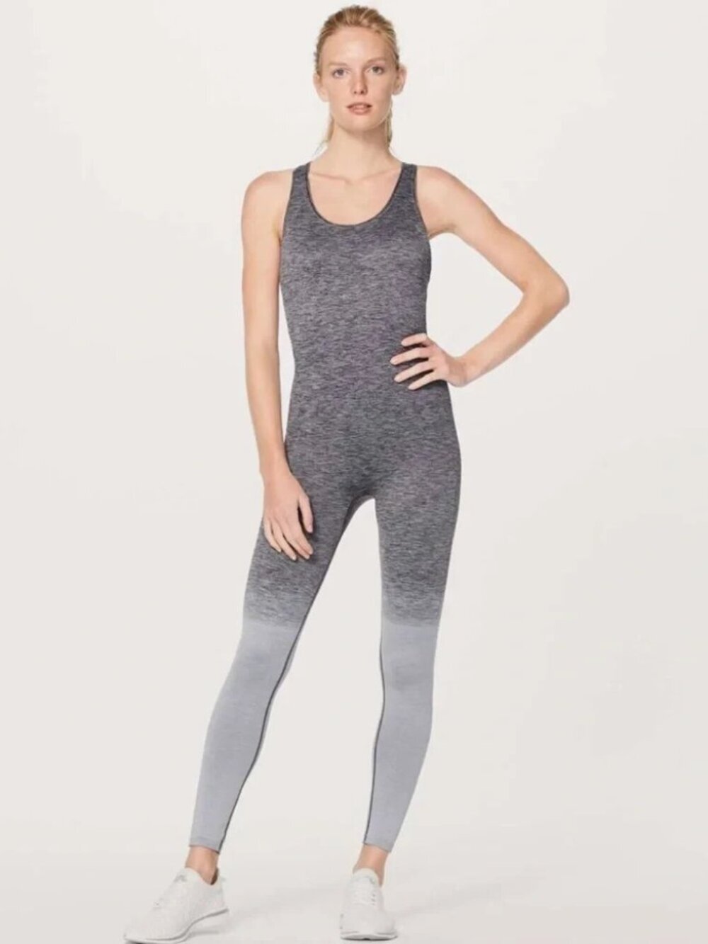 Lululemon Balance & Resist Bodysuit Gray Ombré Unitard Yoga Barre Fitness Gym 10